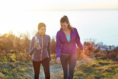 Two women walking