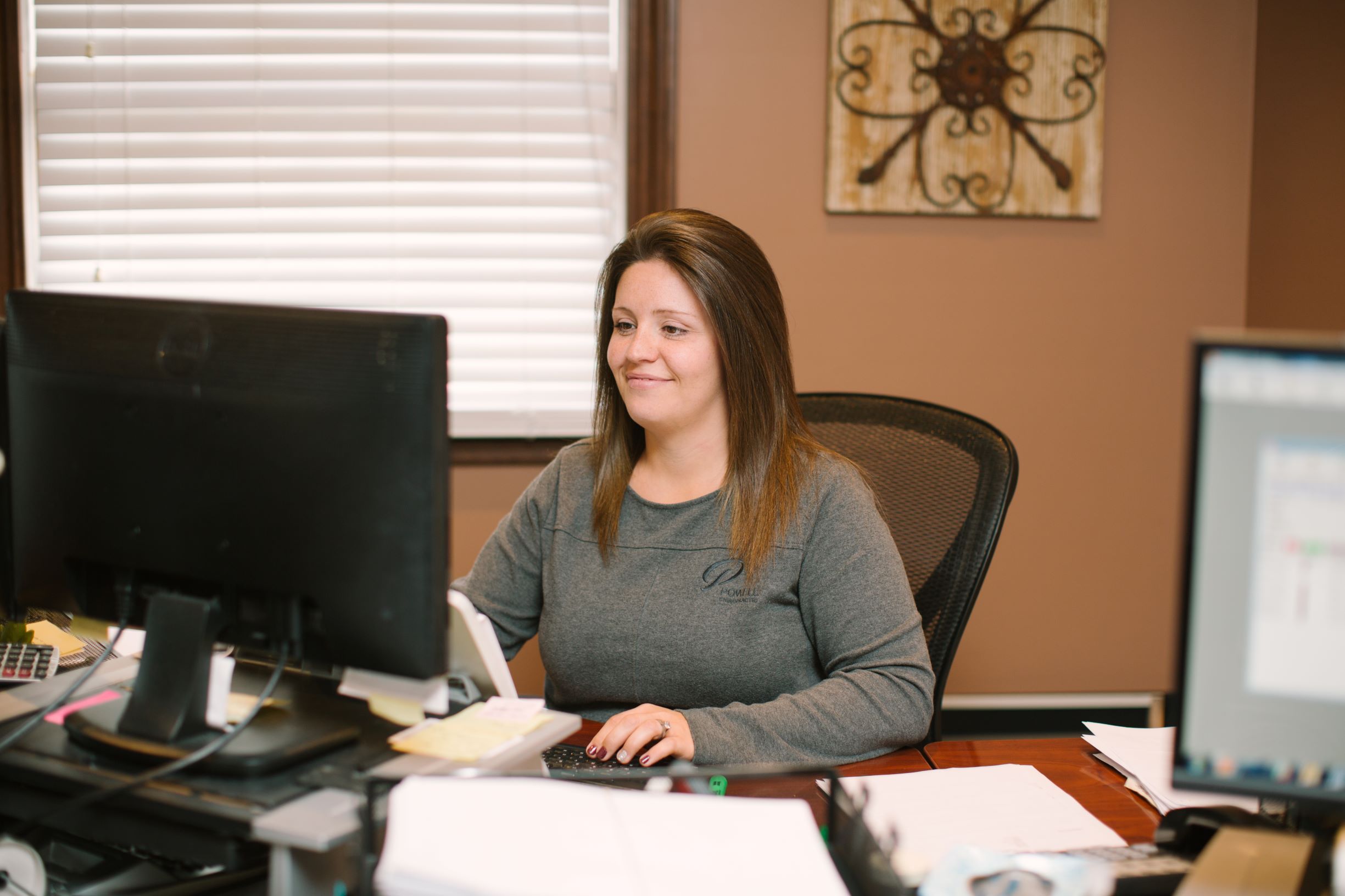 Amanda at desk