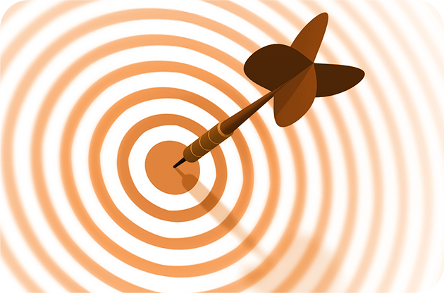 Arrow in bullseye of target