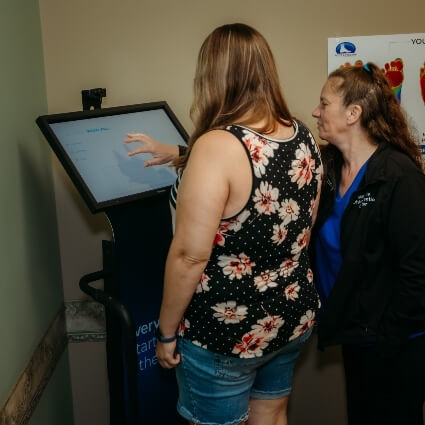 patient being scanned for orthotics
