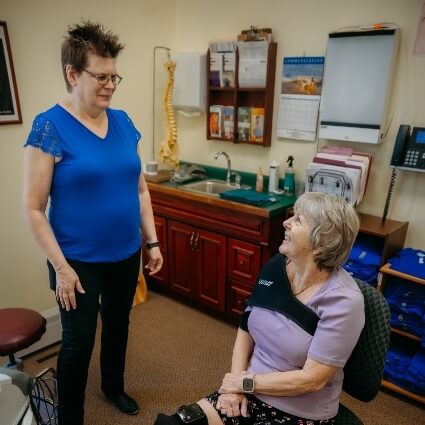 patient talking with staff