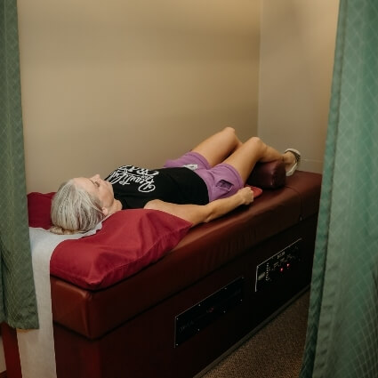 patient on traction table