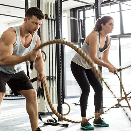 people doing crossfit in gym