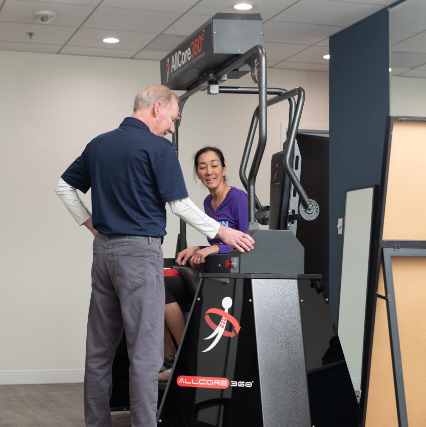 patient on allcore360 therapy machine