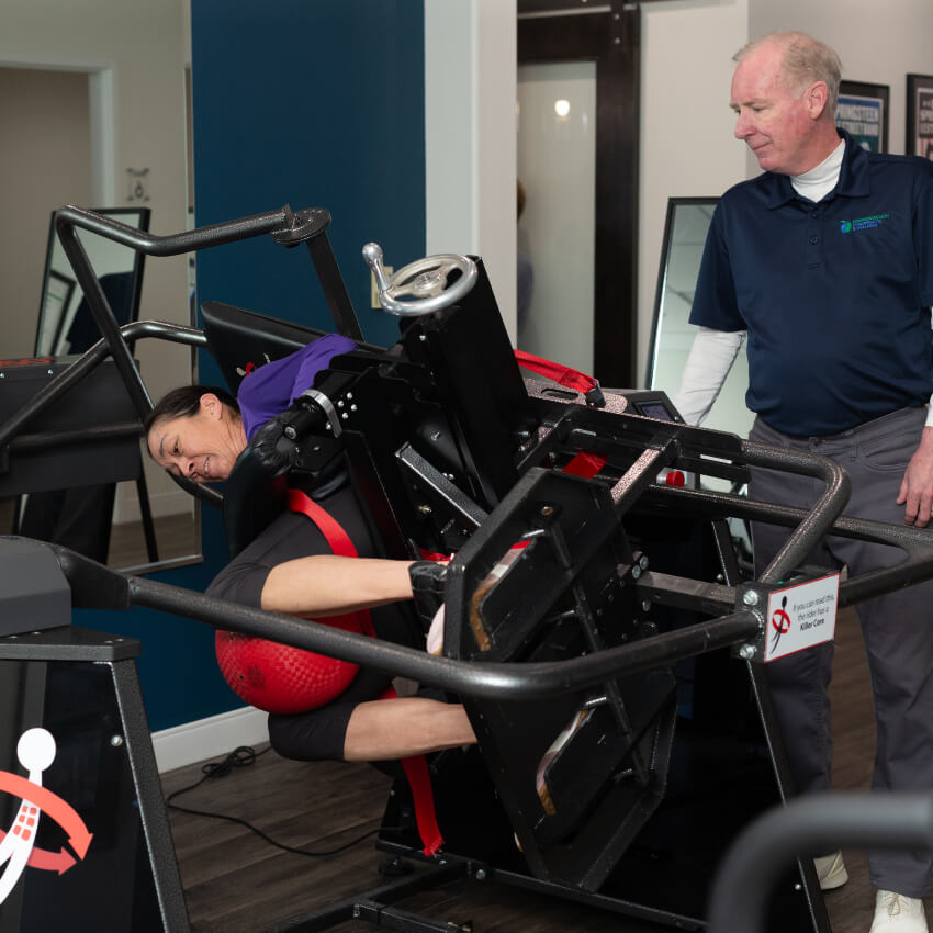 patient on allcore360 therapy machine