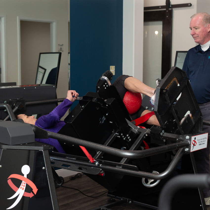 patient on allcore360 therapy machine