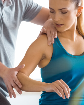 Female patient receiving extremity care