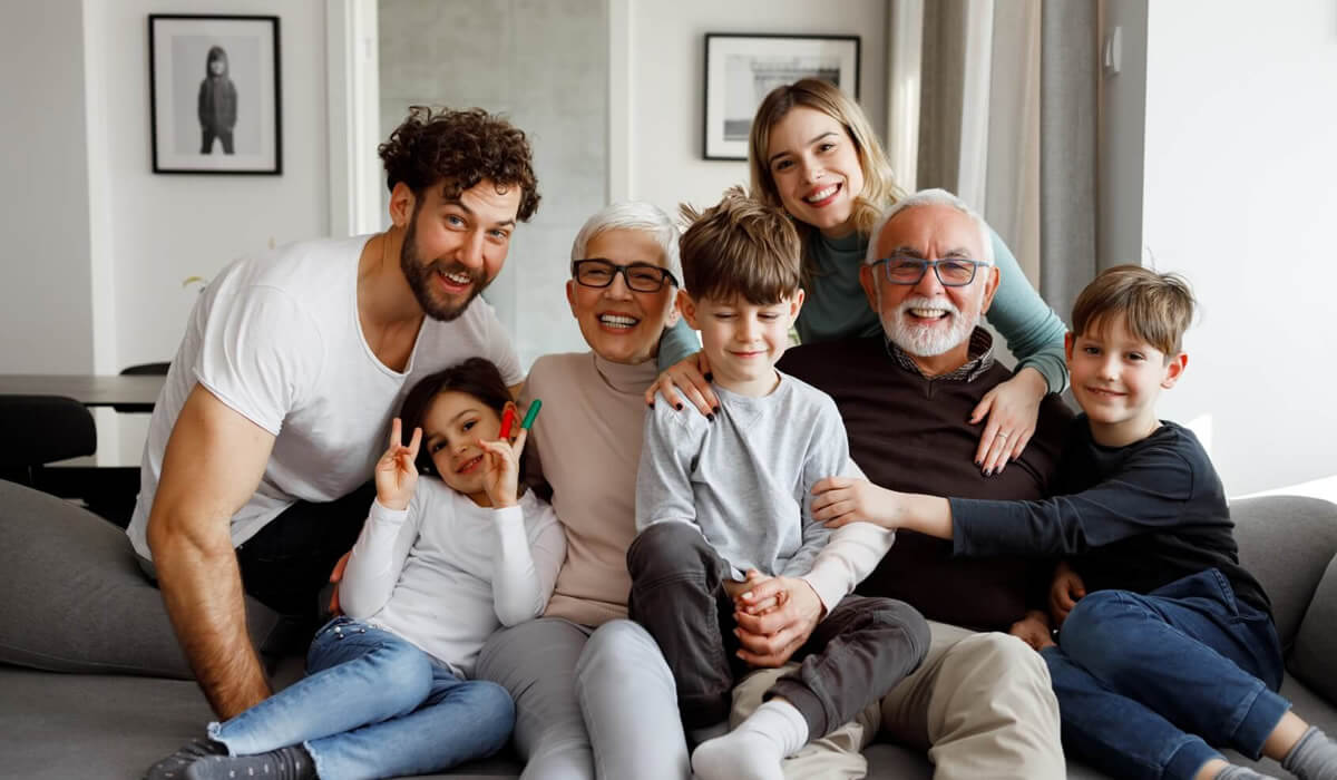 family on couch