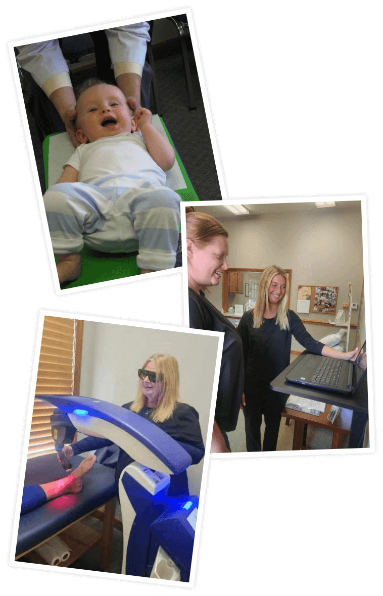Photo collage featuring patients at Moore Chiropractic & Wellness