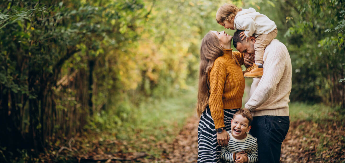 young family outdoors