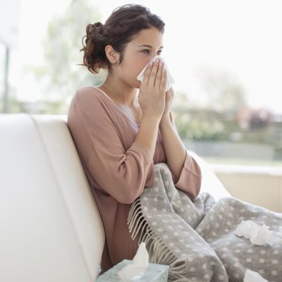 Woman with allergy cold