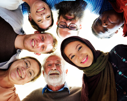 Group of smiling multi-cultural people