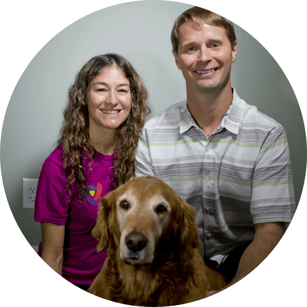 Dr. Andrew and Raven Winn with dog