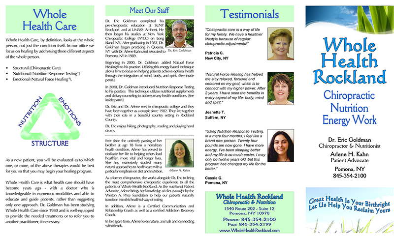 Whole Health Rockland Brochure Page 1