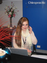 receptionist on phone
