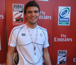 Dr. Fitzgerald at the Dubai Rugby Sevens.