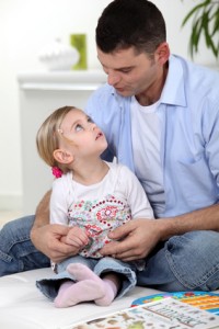 Father and daughter at home