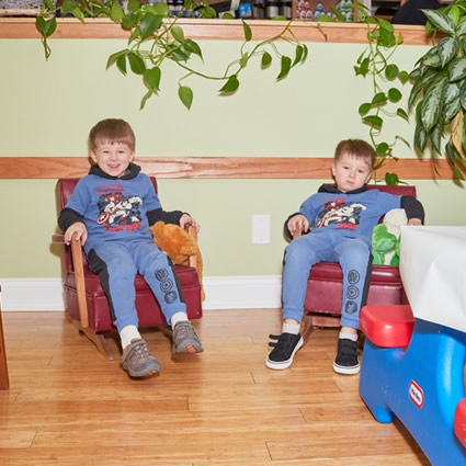 Kids sitting in a waiting room