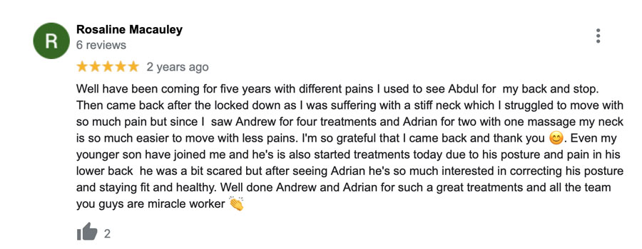 Neck Pain Testimonial