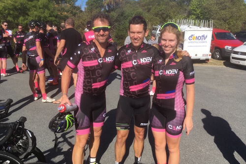 Dr Waters and daughter with Robbie McEwen