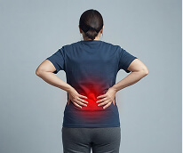 Female in pain from herniated disc