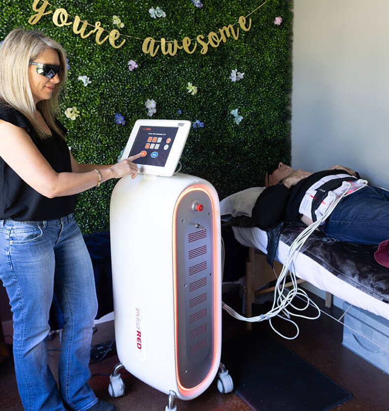 man on adjusting table