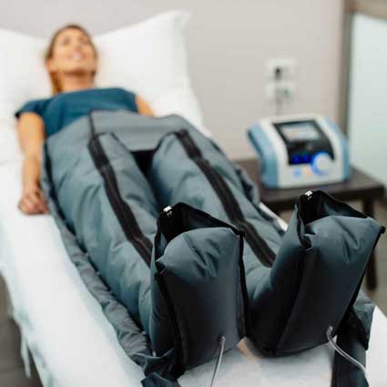 Female patient receiving compression therapy