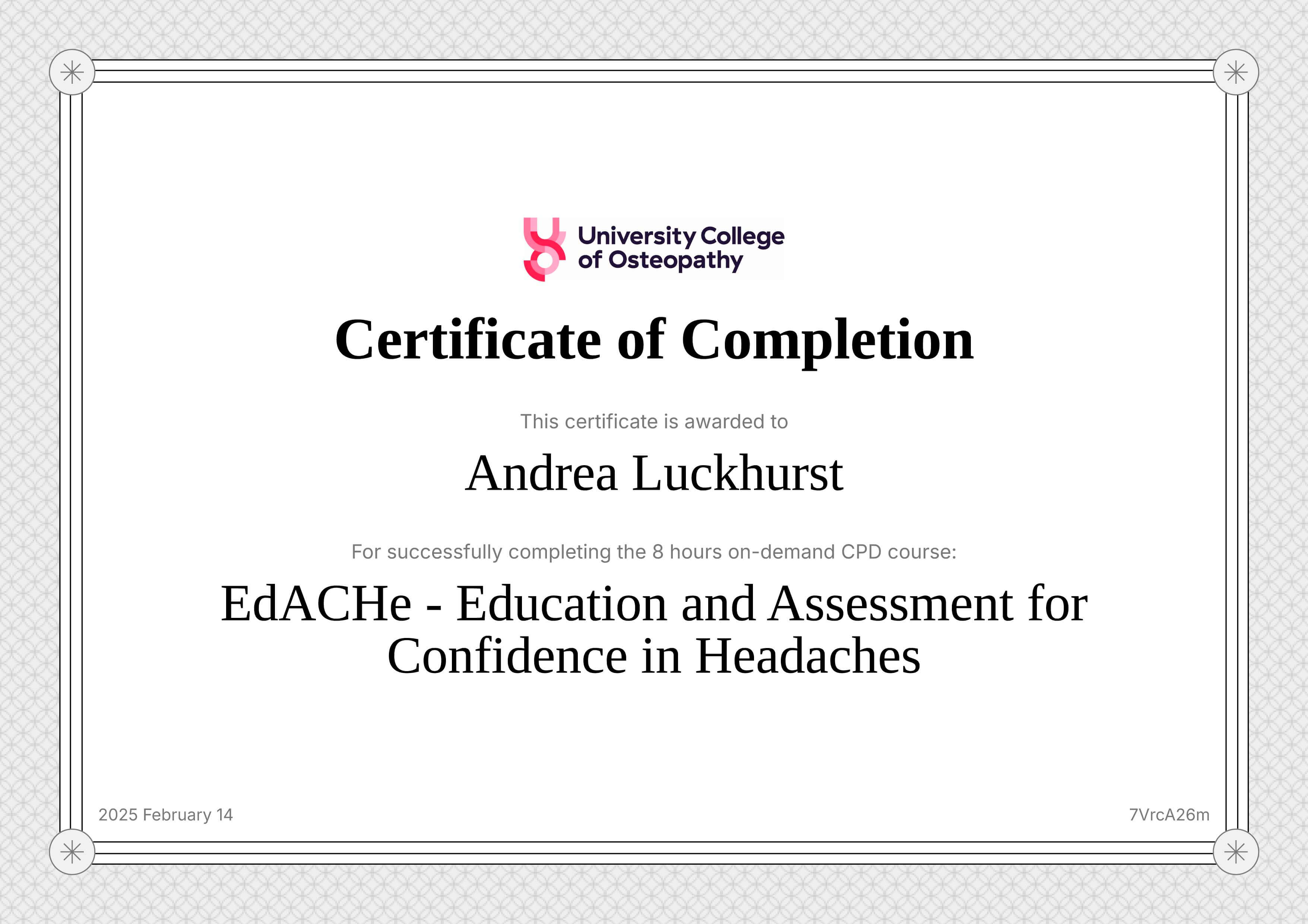 EdACHe - Education and Assessment for Confidence in Headaches-certificate