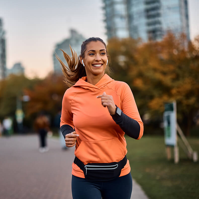 Female athlete out jogging