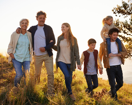 Happy family out in nature