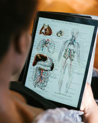 Woman looking at tablet