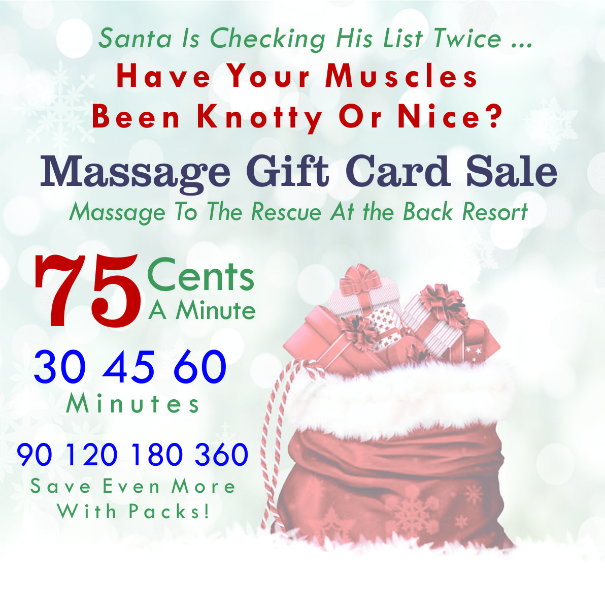massage Gift CARDS - 75 Cents Flyer