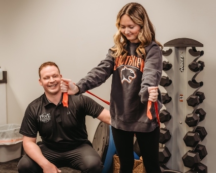 Female patient doing rehab exercises