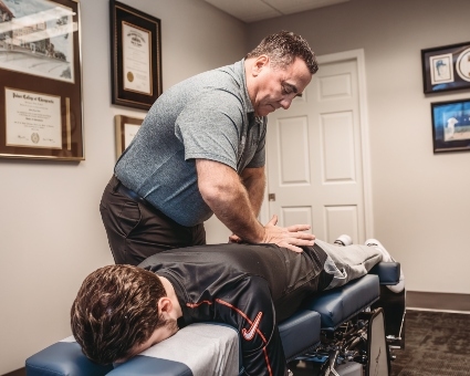 Chiropractic treatment used on male patient