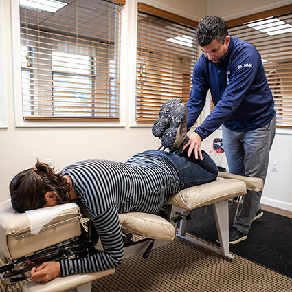 Patient on adjusting table