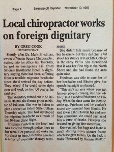 Newspaper article about Dr. Friedman