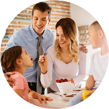 Family eating breakfast