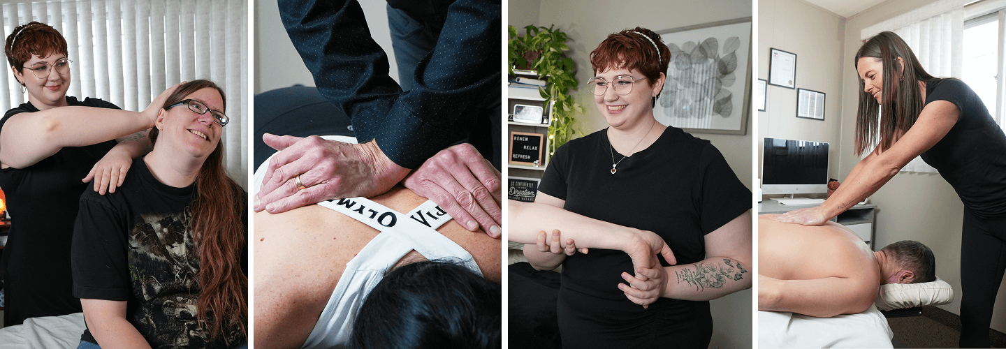 collage pf Adelaide Family Chiropractic patients getting massaged