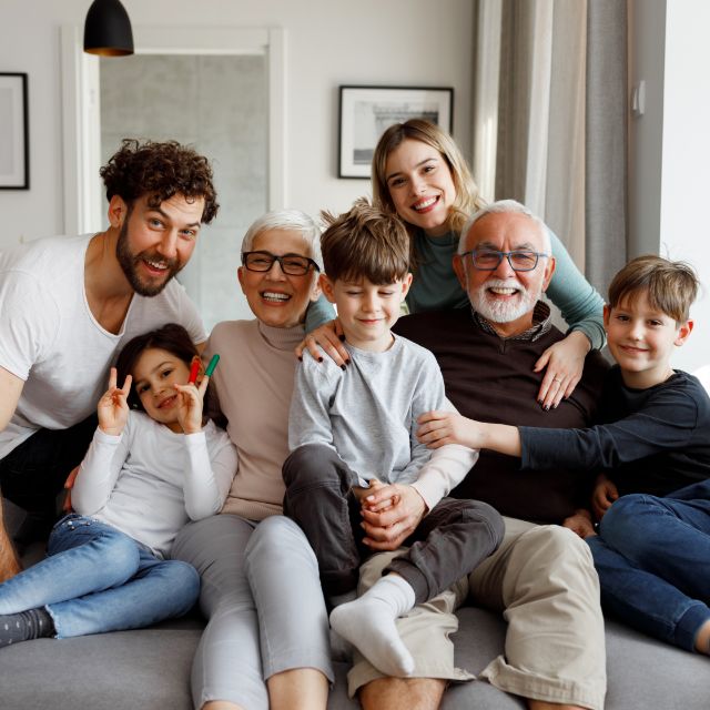 photo of large family smiling