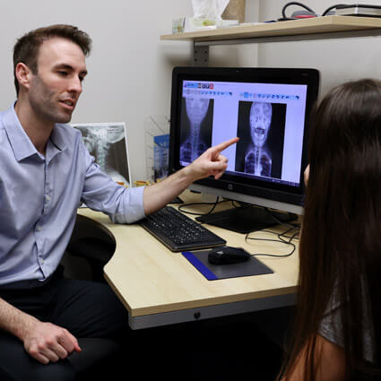 Dr Chris explaining xray results