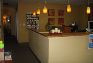 You will be personally greeted at the Stynchula Wellness & Sports Rehab Center Front Desk.