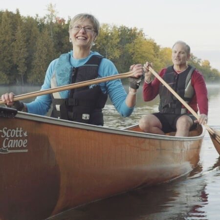 Couple canoeing