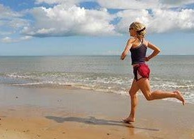 woman running on a beach