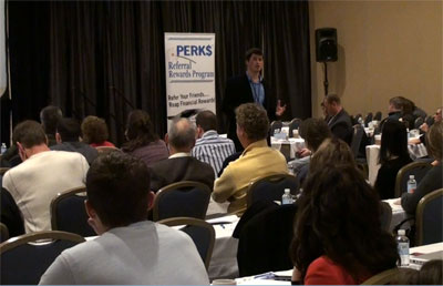 Dr. Nathan Berner speaking to a group of doctors in Philadelphia.