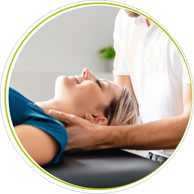 woman having neck adjusted