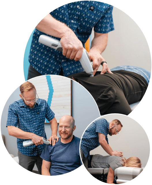 Photo collage of patient's being treated with Chiropractic Care