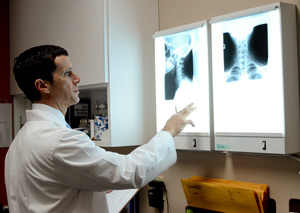 Doctor looking at xrays