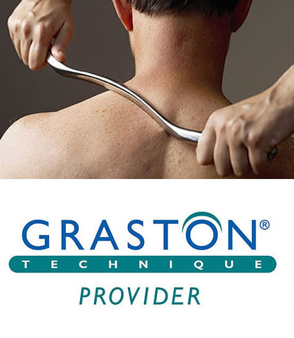 Graston technique applied on mans back