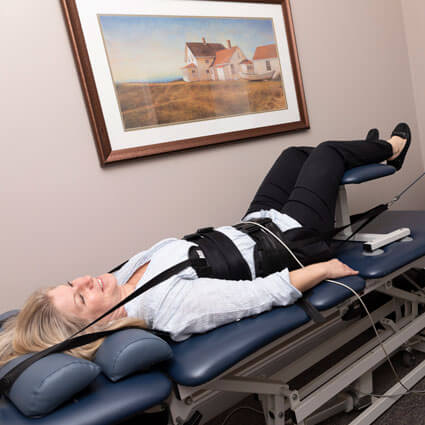 Patient on decompression table