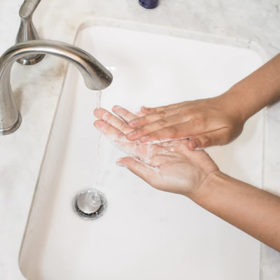 hand washing with soap